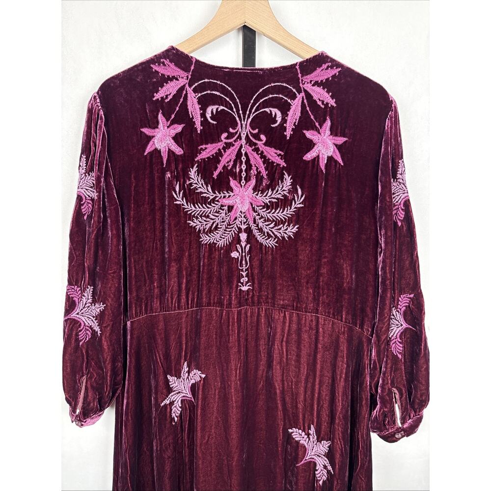 NEW Johnny Was Palmira Velvet Midi Dress Womens Petite Small (6-8) Purple Boho - Picture 5 of 9